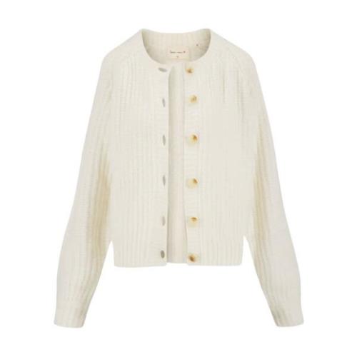 Gebreide Bomber Cardigan voor Vrouwen Zusss , Beige , Dames