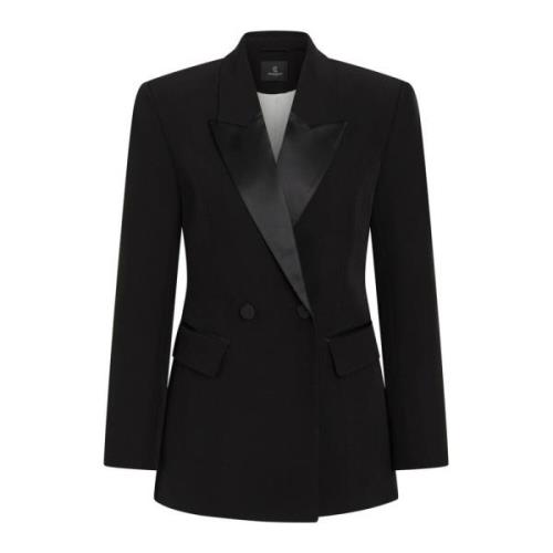 Elegante Zwarte Blazer met Zakkleppen Bruuns Bazaar , Black , Dames