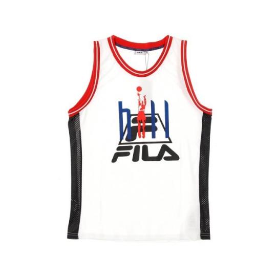 Basketbalstijl Tanktop Wit/Zwart Fila , White , Heren