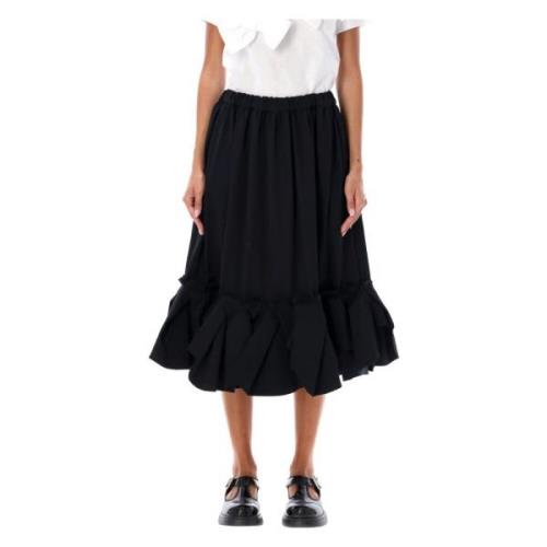 Zwarte Geplooide Ruche Zoom Midi Rok Comme des Garçons , Black , Dames