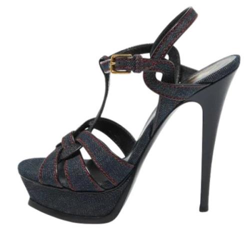 Pre-owned Denim sandals Yves Saint Laurent Vintage , Blue , Dames