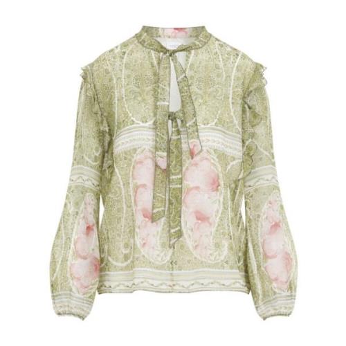 Groene Rozenprint Zijden Blouse Giambattista Valli , Multicolor , Dame...