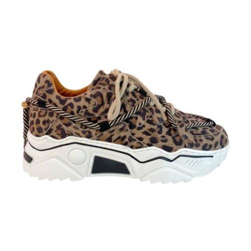 Leopard Print Jupiter Sneakers Dwrs , Brown , Dames