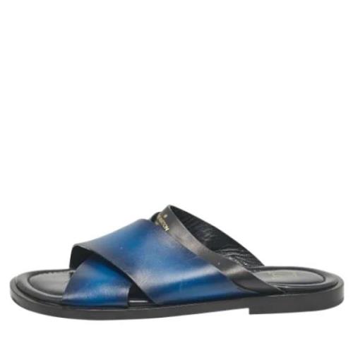 Pre-owned Leather sandals Louis Vuitton Vintage , Blue , Heren