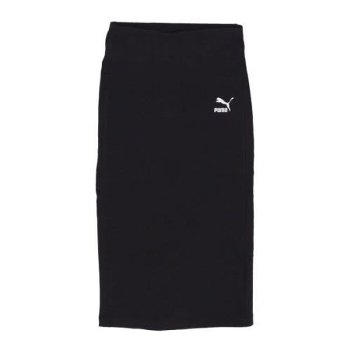 Elastische Taille Lange Rok Zwart Puma , Black , Dames