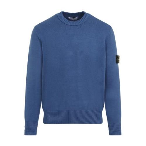 Blauwe Katoenen Crewneck Sweater Aw24 Stone Island , Blue , Heren