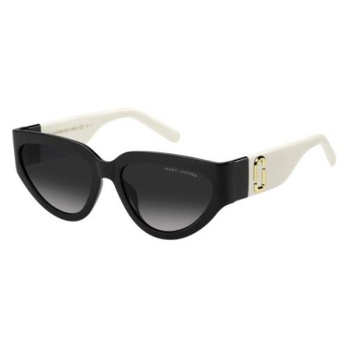 Stijlvolle zonnebril zwart wit/grijs Marc Jacobs , Black , Dames