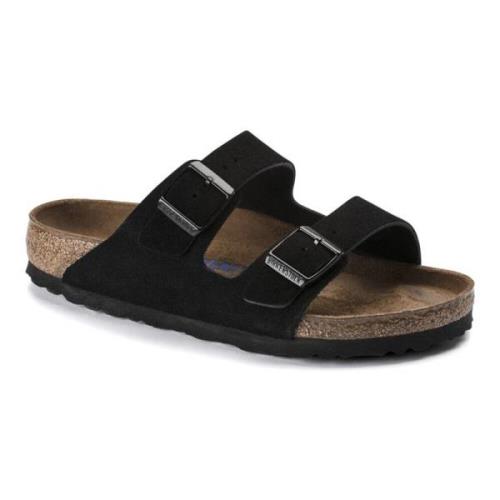 Zwarte Leren Zomer Slippers voor Vrouwen Birkenstock , Black , Dames