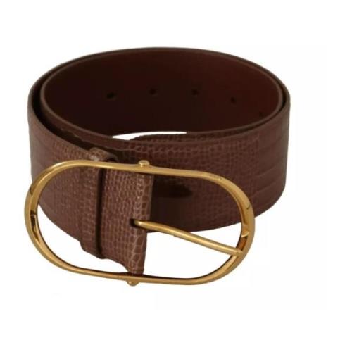 Bruin Leren Ovaal Gesp Taille Riem Dolce & Gabbana , Brown , Dames