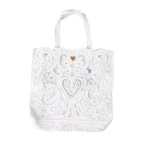 Tote Tas met Hart Motief in Wit Dolce & Gabbana , White , Dames