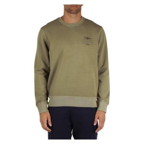 Katoenen ronde hals sweatshirt comfort fit Aeronautica Militare , Gree...