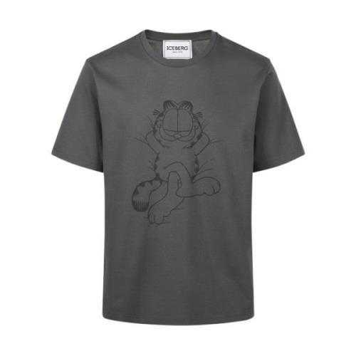 Grijze katoenen jersey T-shirt met Lazy Garfield print Iceberg , Gray ...