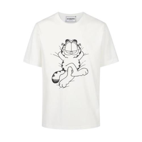 Wit katoenen jersey T-shirt met Lazy Garfield print Iceberg , White , ...