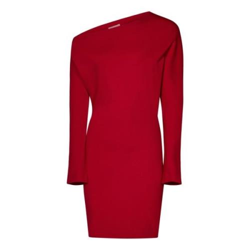 Rode One-Shoulder Gebreide Minijurk Aw24 P.a.r.o.s.h. , Red , Dames