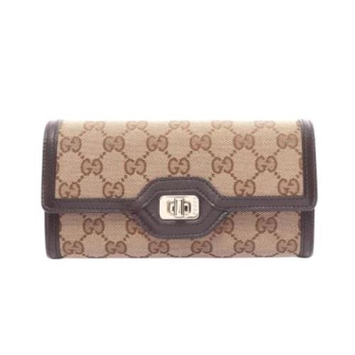 Pre-owned Canvas wallets Gucci Vintage , Beige , Dames