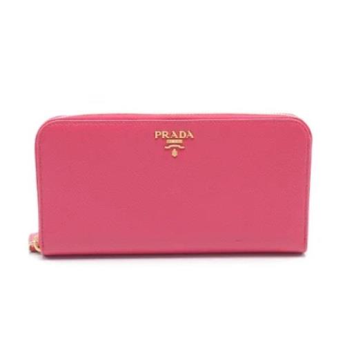 Pre-owned Leather wallets Prada Vintage , Pink , Dames