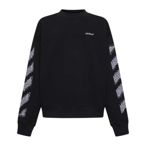 Zwarte Skater-Fit Sweatshirt met Pixel Diag Off White , Black , Heren