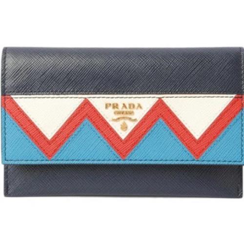 Pre-owned Leather wallets Prada Vintage , Blue , Dames