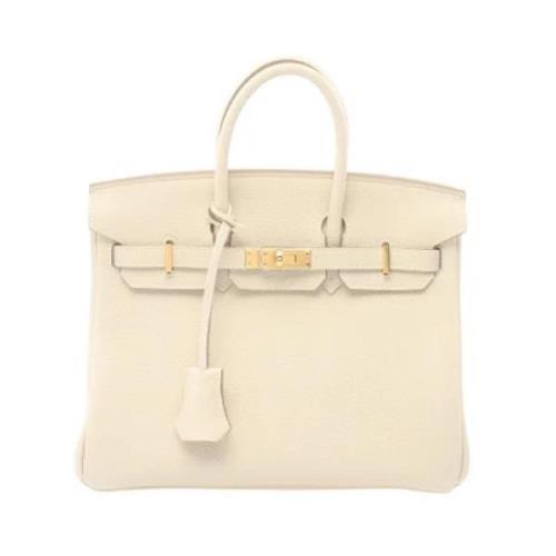 Pre-owned Leather totes Hermès Vintage , White , Dames