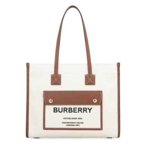 Freya Canvas Tote Tas Burberry , Beige , Dames