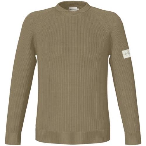 Beige Gebreide Trui Honingraat Ontwerp Calvin Klein , Beige , Heren