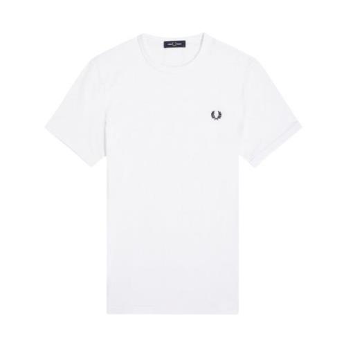 Sportief Katoenen T-shirt met Geribbelde Kraag Fred Perry , White , He...