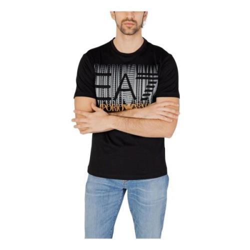 Zwart Print Ronde Hals T-shirt Emporio Armani EA7 , Black , Heren