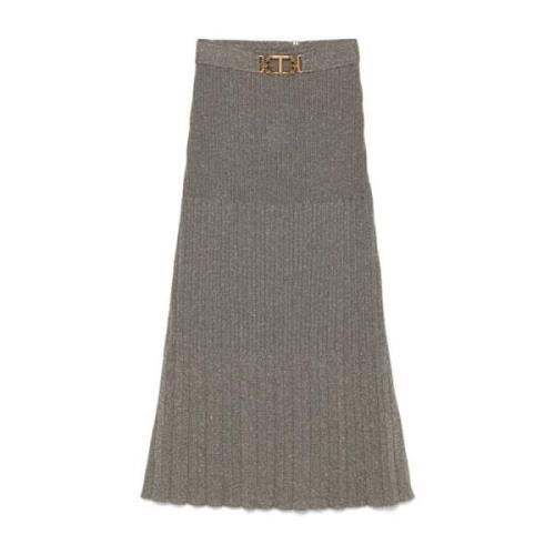 Geplooide beige rok met Lurex-details Twinset , Gray , Dames