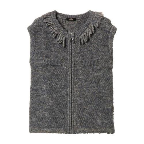 Grijze Bouclé Vest met Franjedetails Twinset , Gray , Dames