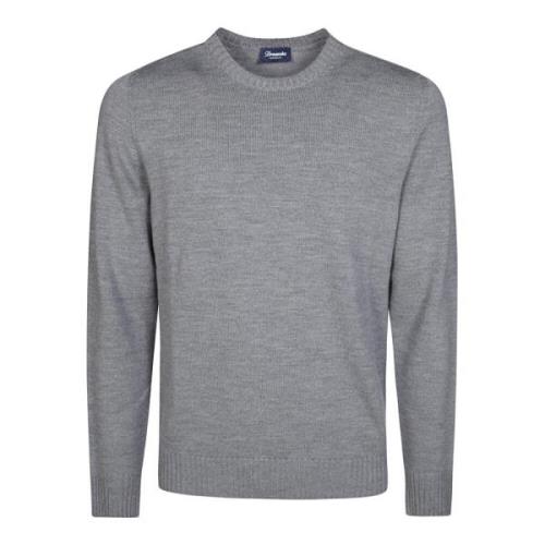 Merino Wol Ronde Hals Trui Drumohr , Gray , Heren