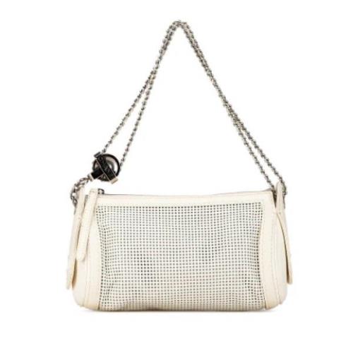 Pre-owned Leather shoulder-bags Chanel Vintage , White , Dames