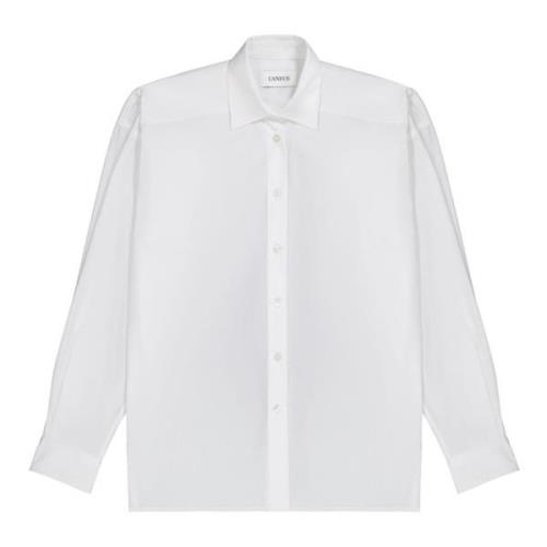 Oversized wit klassiek shirt met logoknoop Laneus , White , Dames