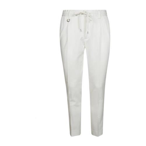 Katoenen Trekkoord Slim-Fit Broek Paolo Pecora , White , Heren