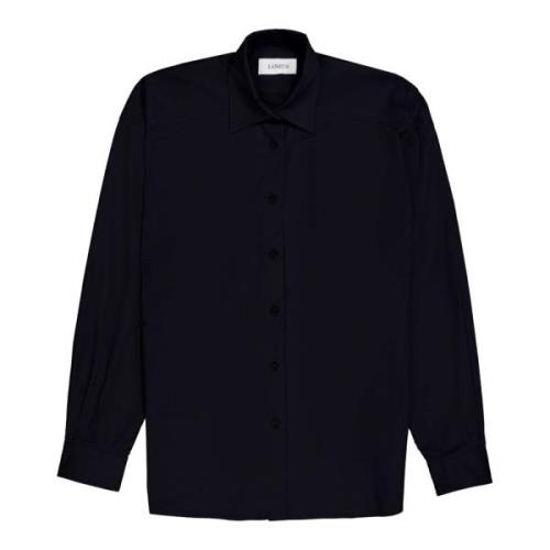 Oversized zwart klassiek shirt met logoknoop Laneus , Black , Dames