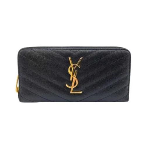 Pre-owned Leather wallets Yves Saint Laurent Vintage , Black , Dames