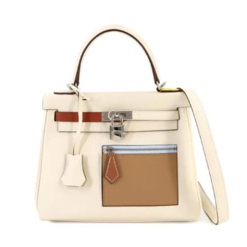 Pre-owned Leather handbags Hermès Vintage , Beige , Dames