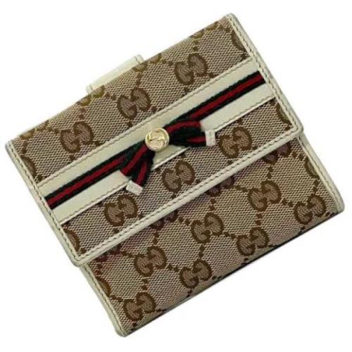 Pre-owned Canvas wallets Gucci Vintage , Beige , Dames