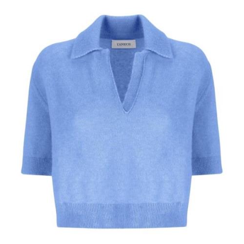 Polo met korte mouwen van kasjmier en zijde Laneus , Blue , Dames