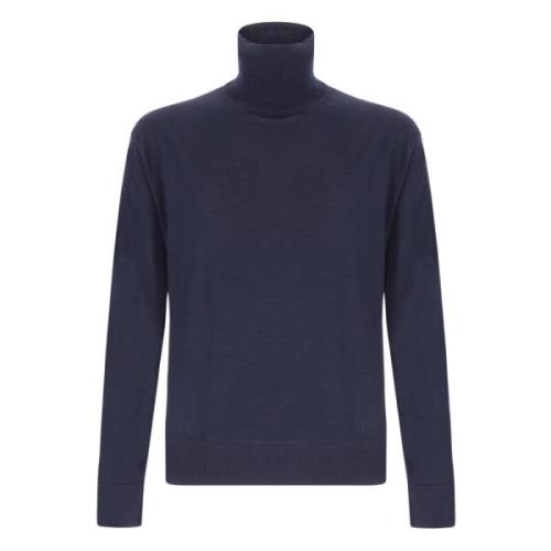 Wol Kasjmier Blend Turtleneck Sweater Laneus , Blue , Heren