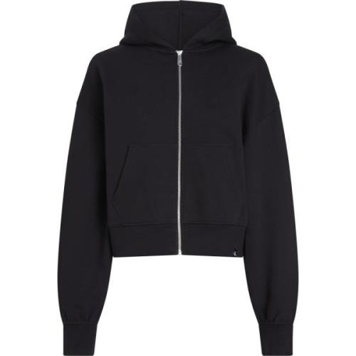 Zwarte Zip Hoodie Sweater Calvin Klein , Black , Dames