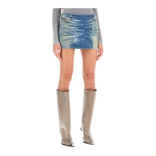 Stonewashed Mini Rok met Uniek Vervaagd Effect Diesel , Blue , Dames