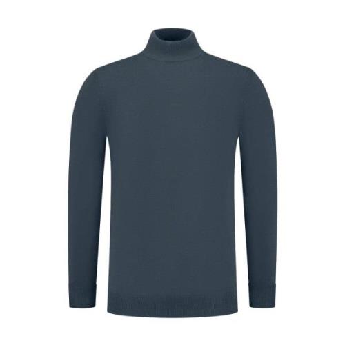 Essentiële Gebreide Mockneck Sweater Pure Path , Blue , Heren