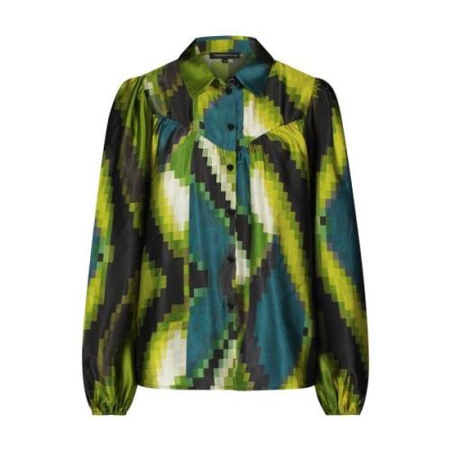 Pixeled Forest Blouse Lange Mouw Tramontana , Multicolor , Dames