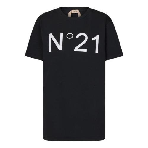 Zwart Katoenen Jersey T-Shirt N21 , Black , Dames