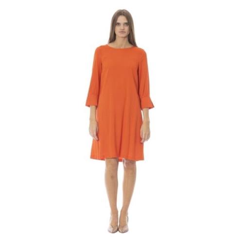 Effen Lange Mouwen Jurk Mantova Stijl Baldinini , Orange , Dames