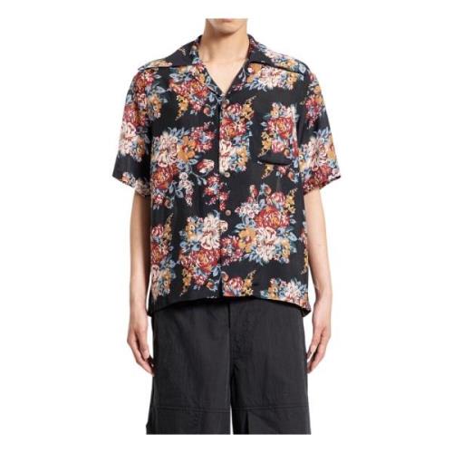 Zwarte Aloha Print Blouse met Inkeping Kraag Kapital , Multicolor , He...