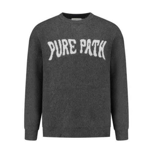 Oversized Gebreide Crewneck Pullover Pure Path , Gray , Heren