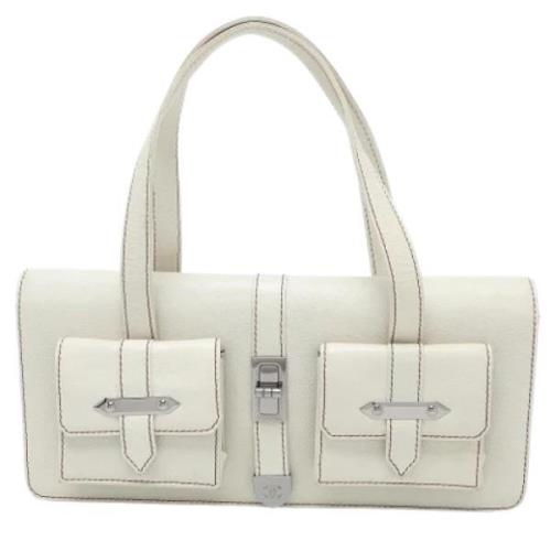 Pre-owned Leather chanel-bags Chanel Vintage , White , Dames