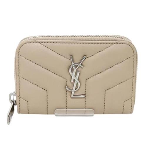 Pre-owned Leather wallets Yves Saint Laurent Vintage , Beige , Dames