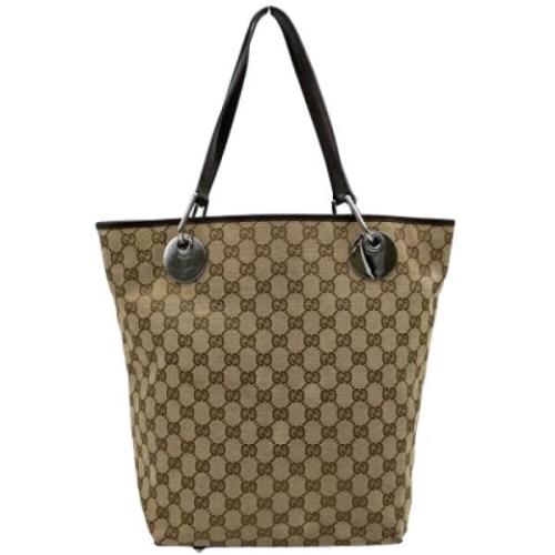 Pre-owned Canvas totes Gucci Vintage , Beige , Dames